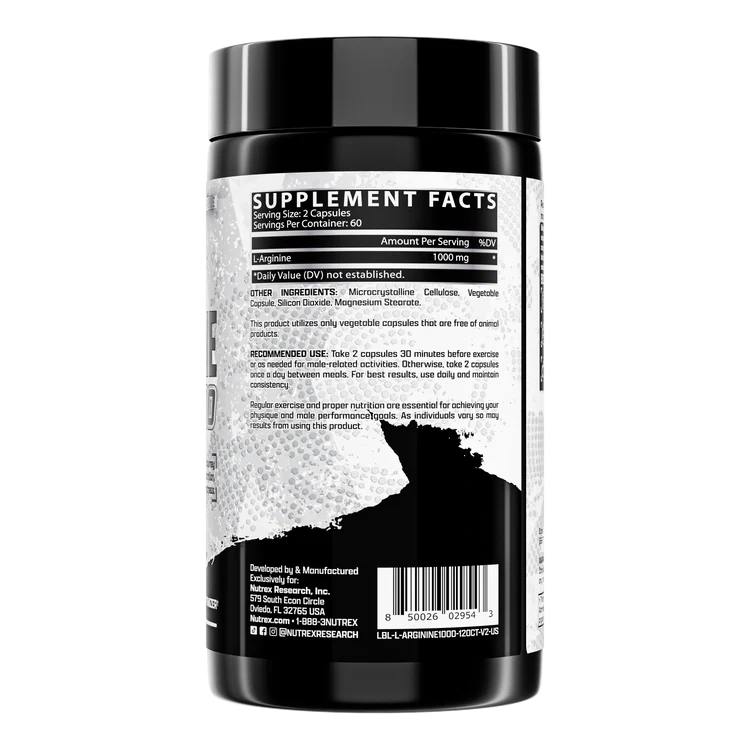 Nutrex Research L-Arginine 1000 – Grunt Nutrition- 120 Capsules-