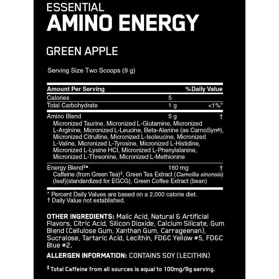 Optimum Nutrition Essential Amino Energy, GREEN APPLE- 1.29 lbs (270g)-
