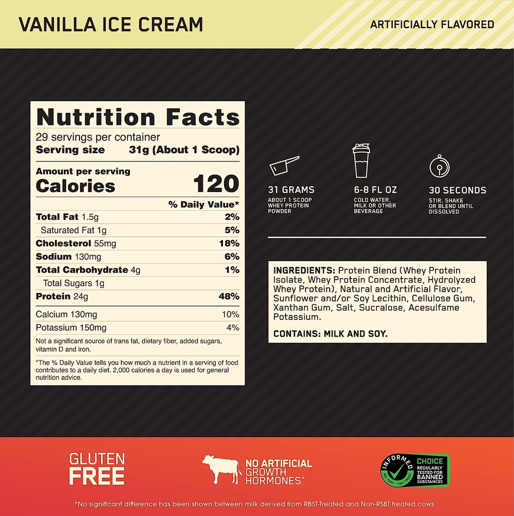 Optimum Nutrition Whey Gold Standard -1kg- Vanilla ice cream-
