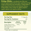 Organic Nation Ginkgo Biloba 60MG- 60Serv.-60Coated Tablets-