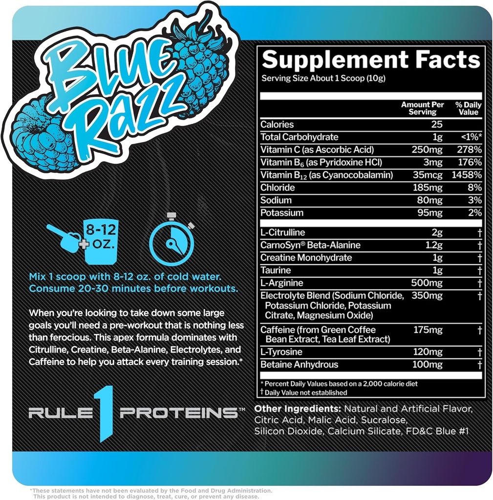 Rule 1 ROAR Pre-Workout 30 Servings - Blue Razz-