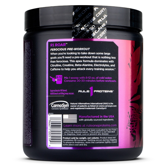 Rule 1 ROAR Pre-Workout 30 Servings - Wild Grape-