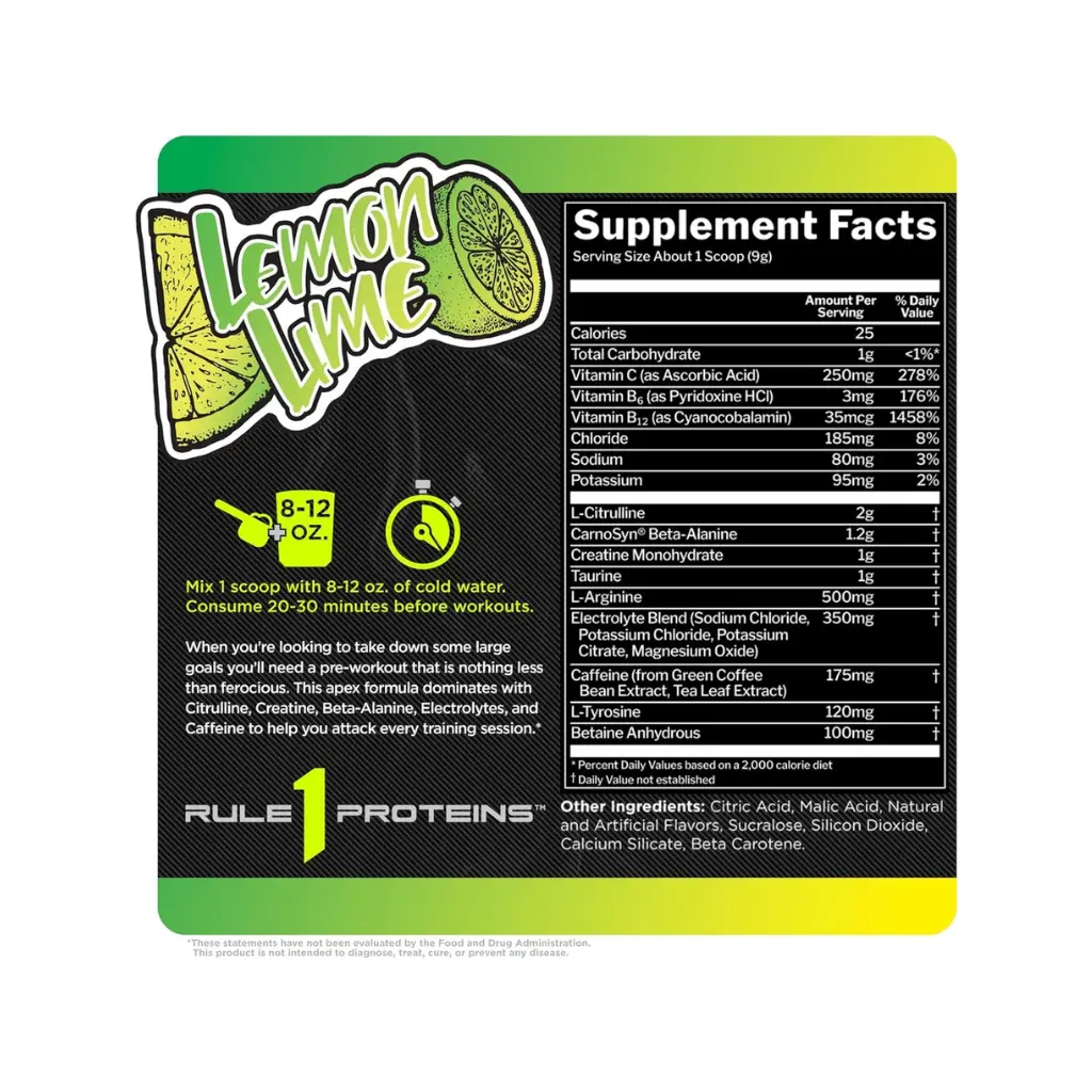 Rule One ROAR Pre-Workout 30 Servings- Lemon Lime-