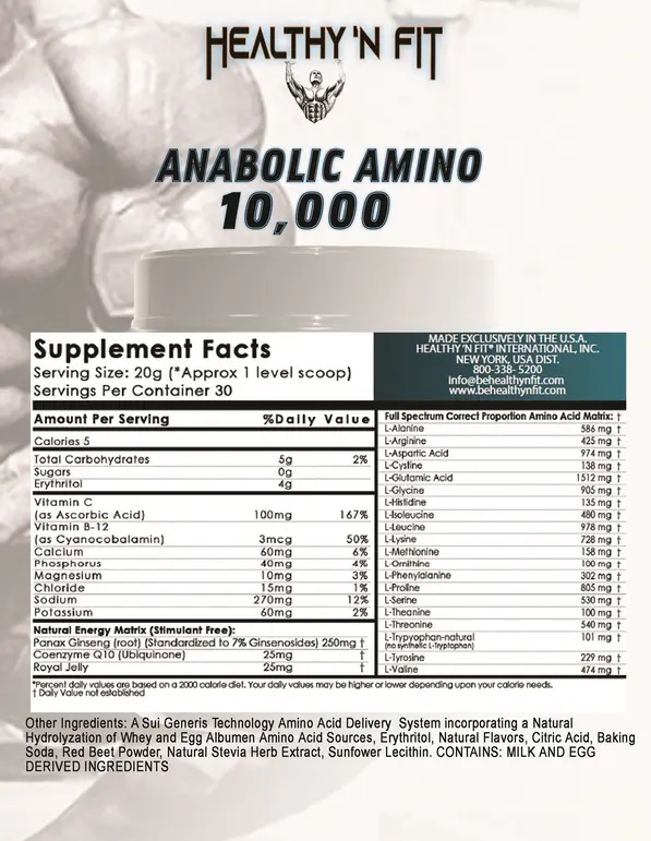 Healthy N' Fit - Anabolic Amino 10,000 - 600Gm - 30 Serv.webp