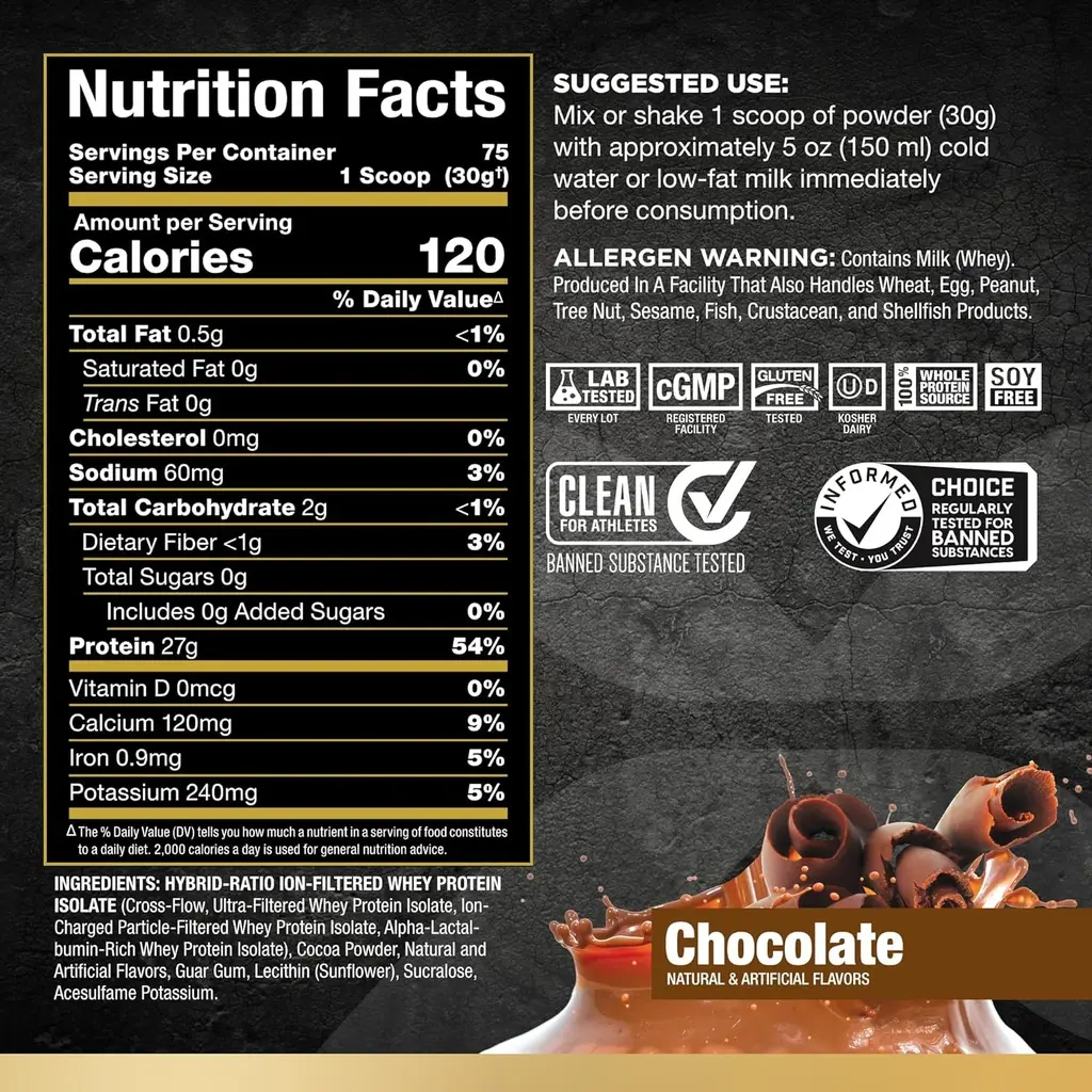 All Max Nutrition - ISOFLEX Whey Protein Powder, Whey Protein Isolate, 27g Protein, Chocolate,.webp