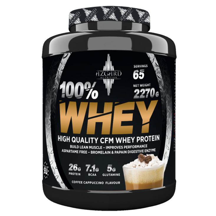 Azgard Nutrition 100% Whey High Quality CFM Whey Protein-2.27KG-65Serv.-Coffee Cappuccino
