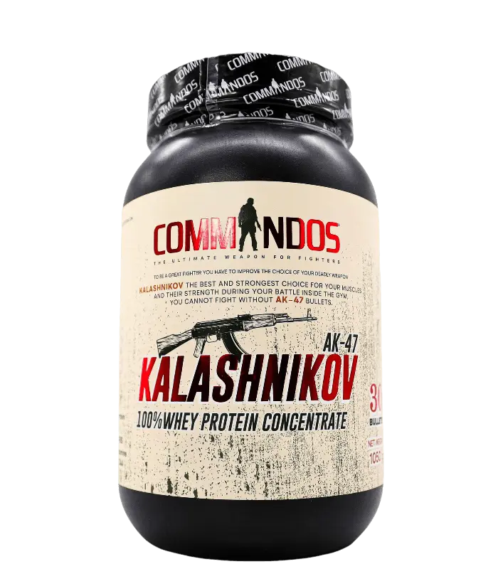 Commandos Kalashnikov AK-47 Whey Protein-1050G-30BULLETS-Chocolate Bullets