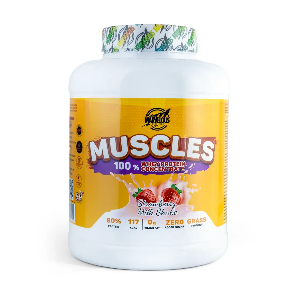 Marvelous Muscles 100% Whey Protein Concentrate-2Kg-67Serv.-Strawberry Milk Shake