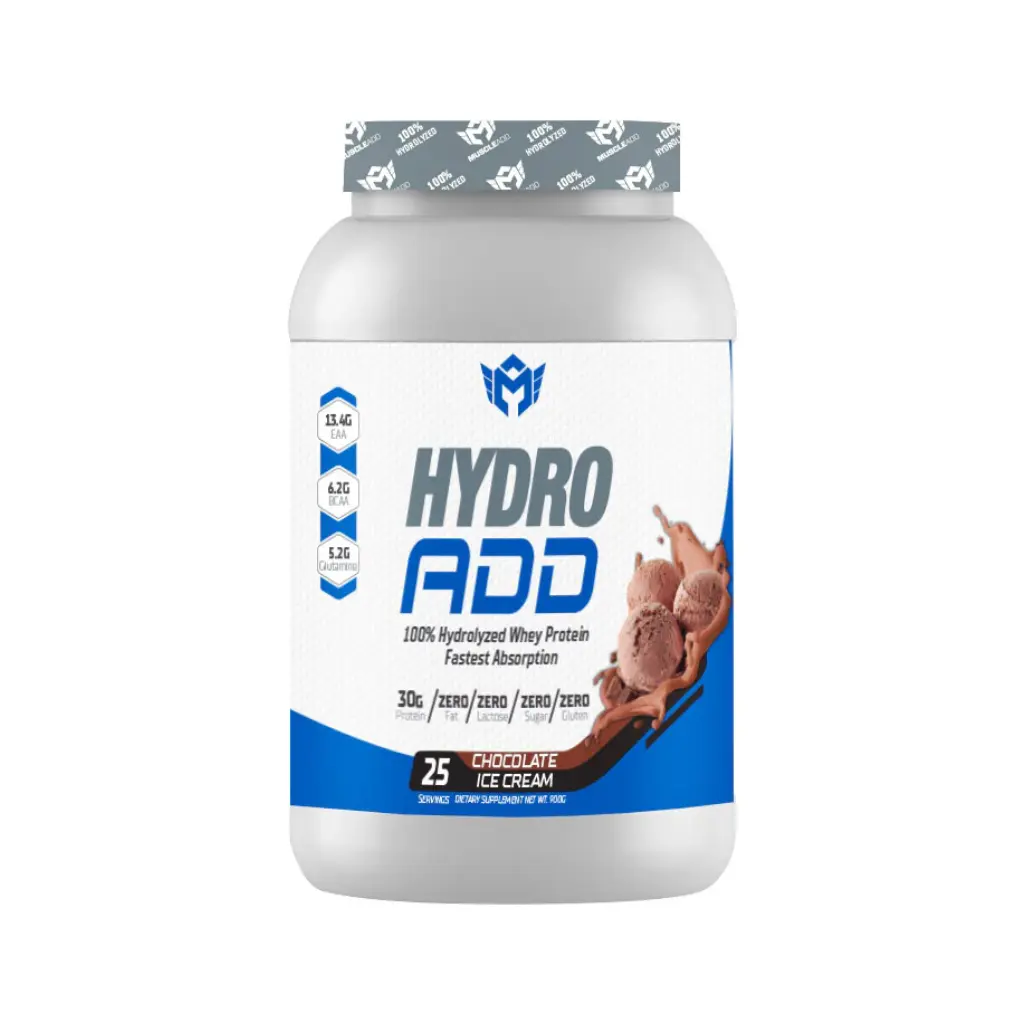 Muscle Add Hydro Add 100%Hydrolyzed Protein-25Serv-900G- Chocolate Ice Cream