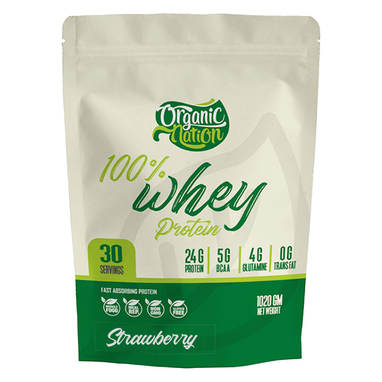 Organic Nation 100% Whey Protein- 30Serv.-1020g-Strawberry