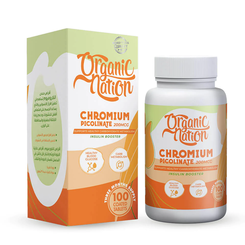 Organic Nation Chromium Picolinate 200MCG-100Serv.-100Coated Tablets