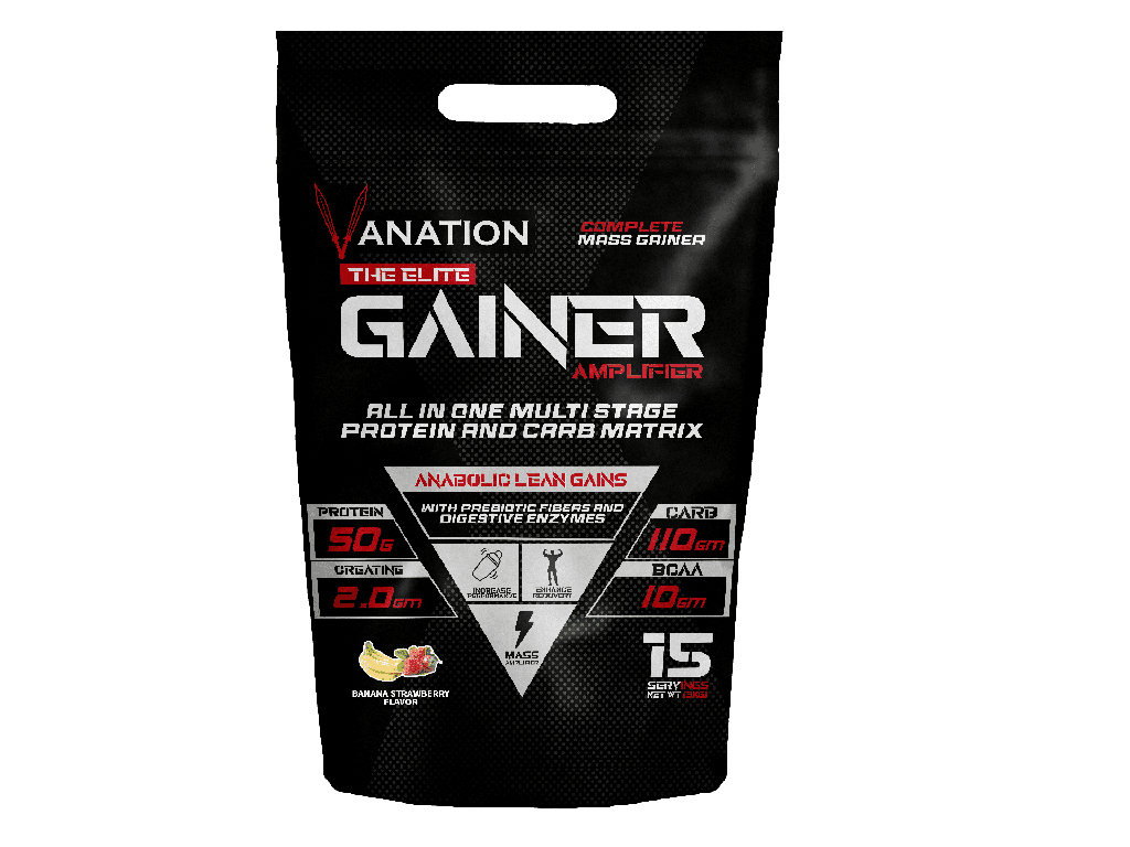 Vanation Elite Gainer-3Kg-15Serv.-Banana & Strawberry