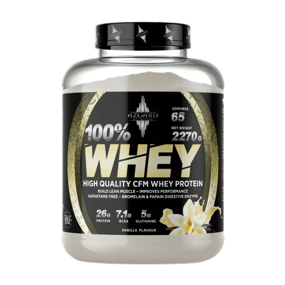 Azgard Nutrition 100% Whey High Quality CFM Whey Protein-2.27KG-65Serv.-Vanilla 