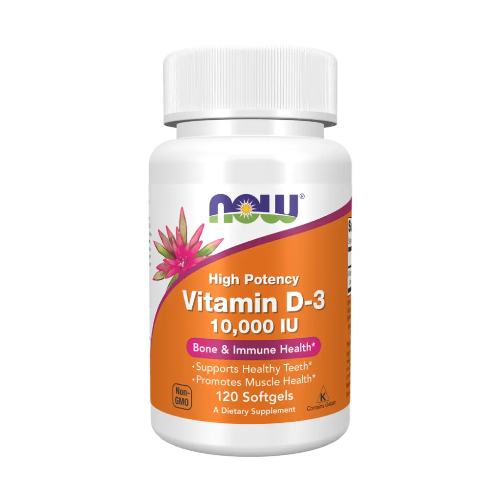 Now Foods High Potency Vitamin D3 10000 IU-120Serv.-120Softgels.
