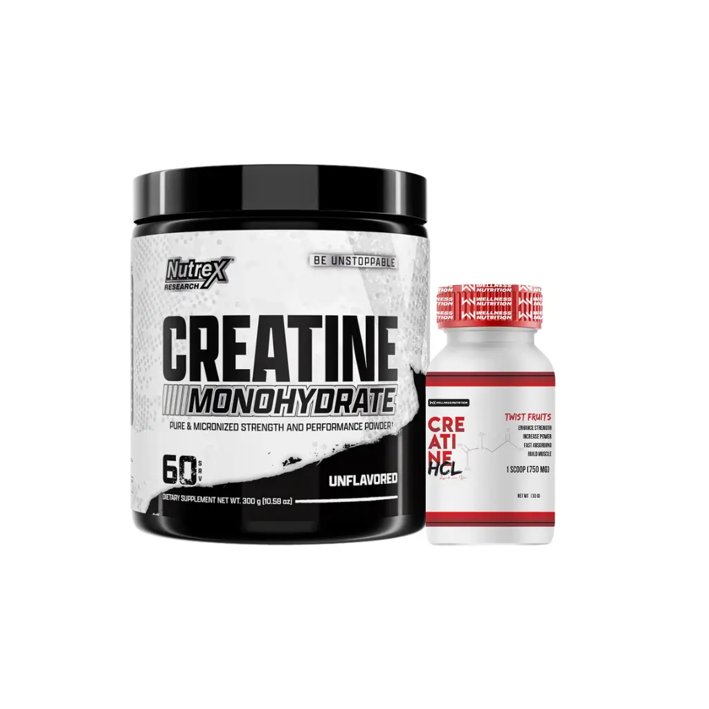 Nutrex Research - Creatine Drive 100%Pure Creatine Monohydrate - 60 Serv - 300G + Wellness Nutrition-Creatine HCL 
