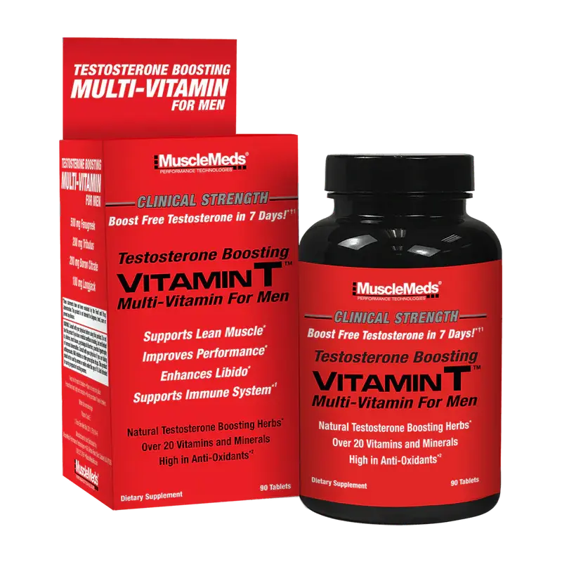 Musclemeds Testosterone Boosting Vitamin T Multi-Vitamin For Men-30Serv.-90Tablets. 
