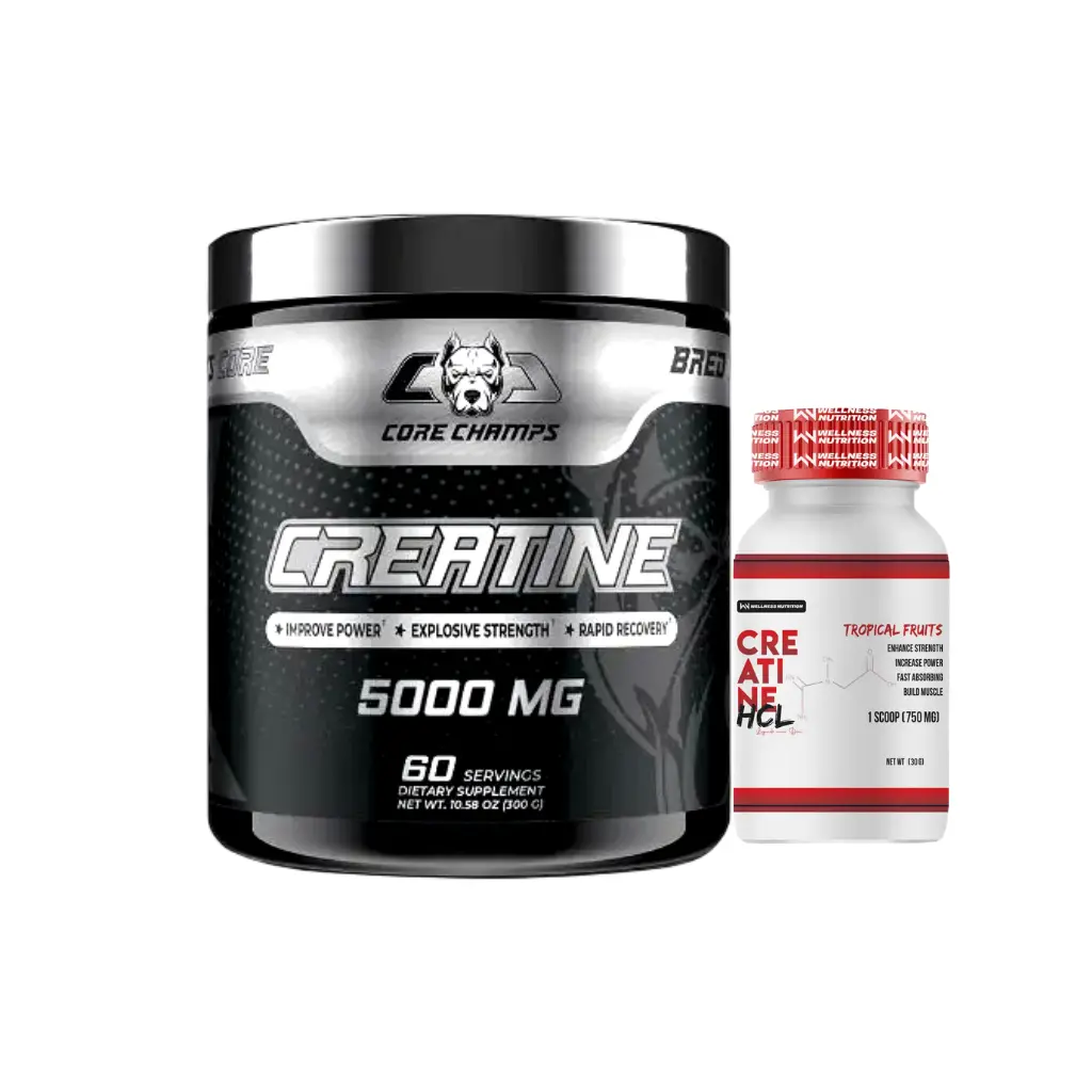 Core Champs Creatine-300G.-60Serv.-Unflavored+Wellness Nutrition-Creatine HCL-30G-30 Serv