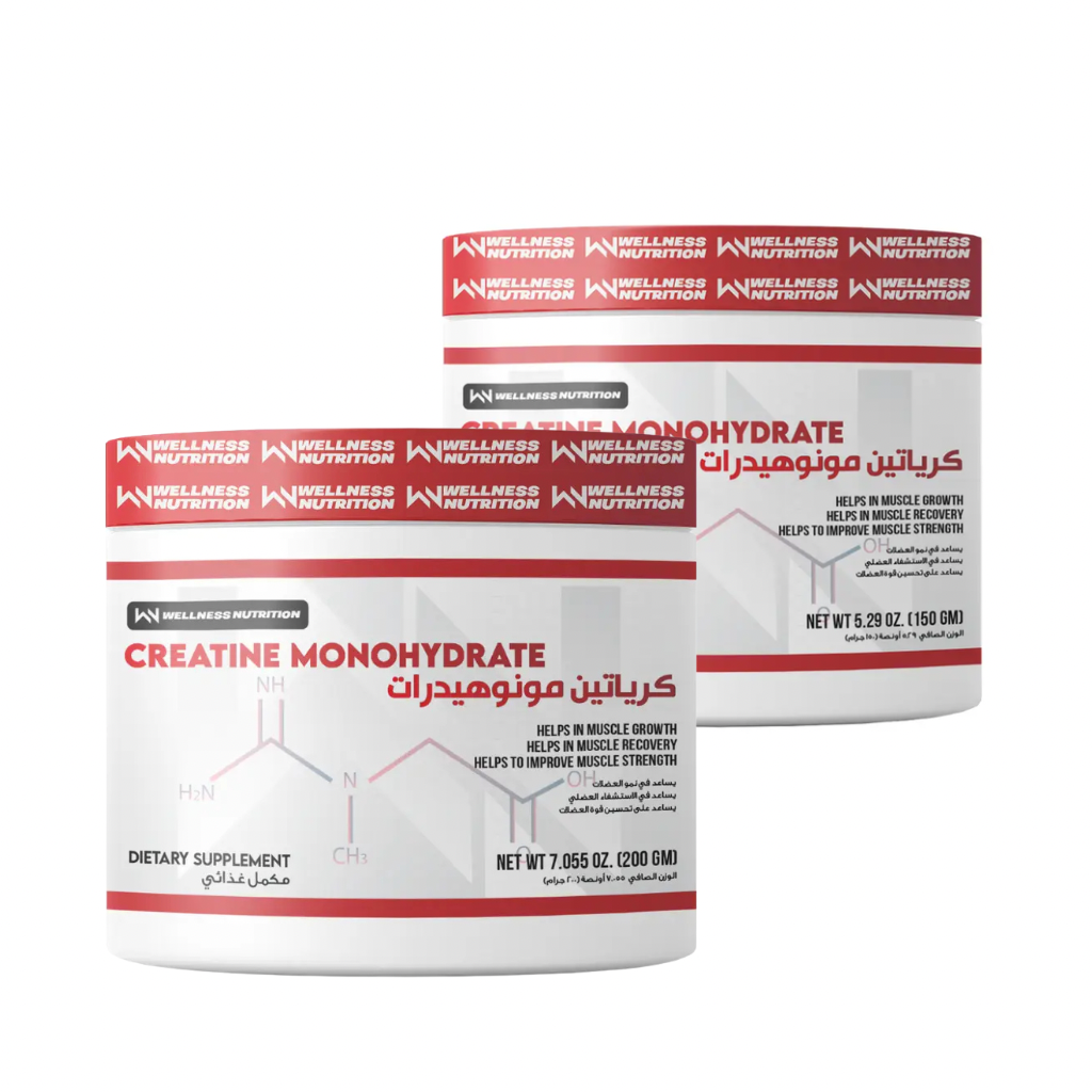 Wellness Nutrition Creatine Monohydrate-200G-40Serv.-Unflavored + Wellness Nutrition Creatine Monohydrate-150G-30Serv.-Unflavored