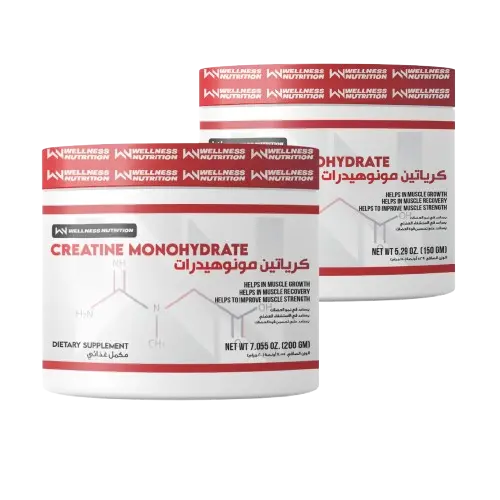 Wellness Nutrition Creatine Monohydrate-200G-40Serv.-Unflavored + Wellness Nutrition Creatine Monohydrate-150G-30Serv.-Unflavored