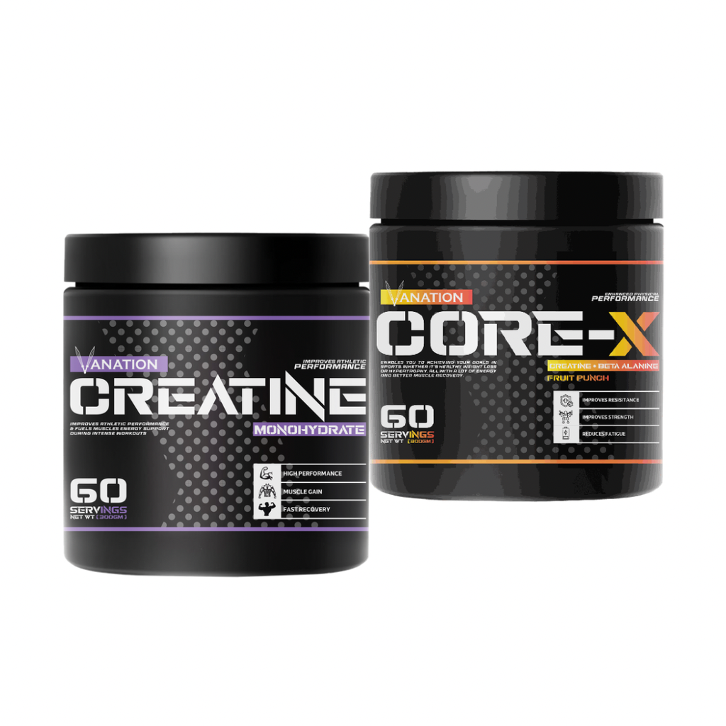 Vanation Creatine Monohydrate-300G-60 Serv.-Unflavored +Vanation Core-X Creatine+Beta Alanine-300G-60 Serv.-Fruit Punch