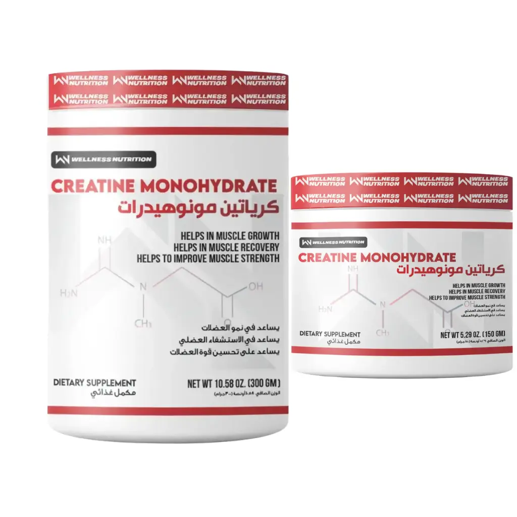 Wellness Nutrition Creatine Monohydrate-300G-60Serv.-Unflavored + Wellness Nutrition Creatine Monohydrate-150G-30Serv.-Unflavored 