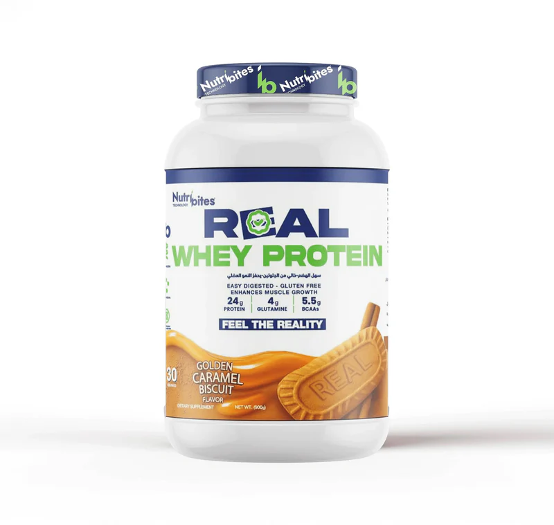 Nutribites Technology-Real Whey Protein-1Kg-30Serv-Golden Caramel Biscuit 