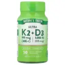 Nature’s Truth, Ultra K2 100mcg + D3 5000IU-50Quick Release Softgels-50 Servings 