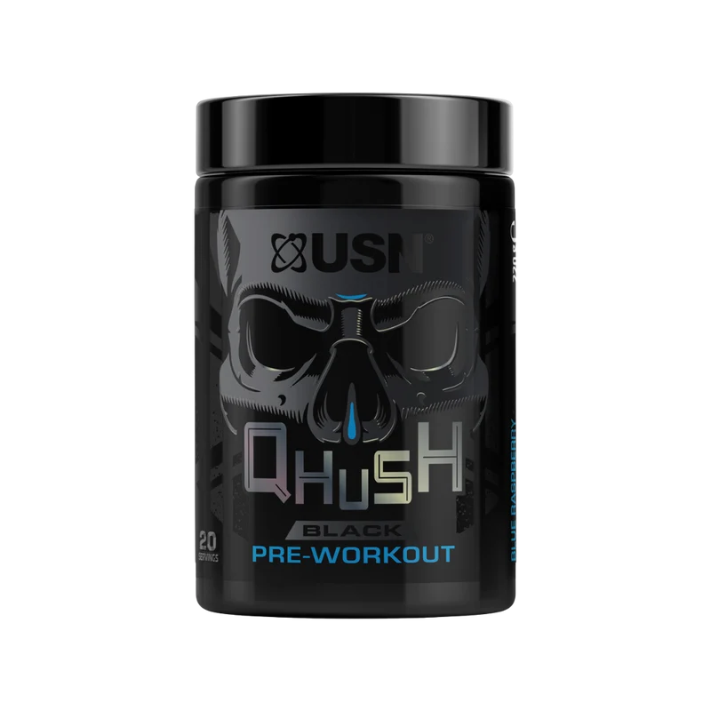USN QHUSH Black Pre-workout 220Gm-20 Serv-Blue Raspberry