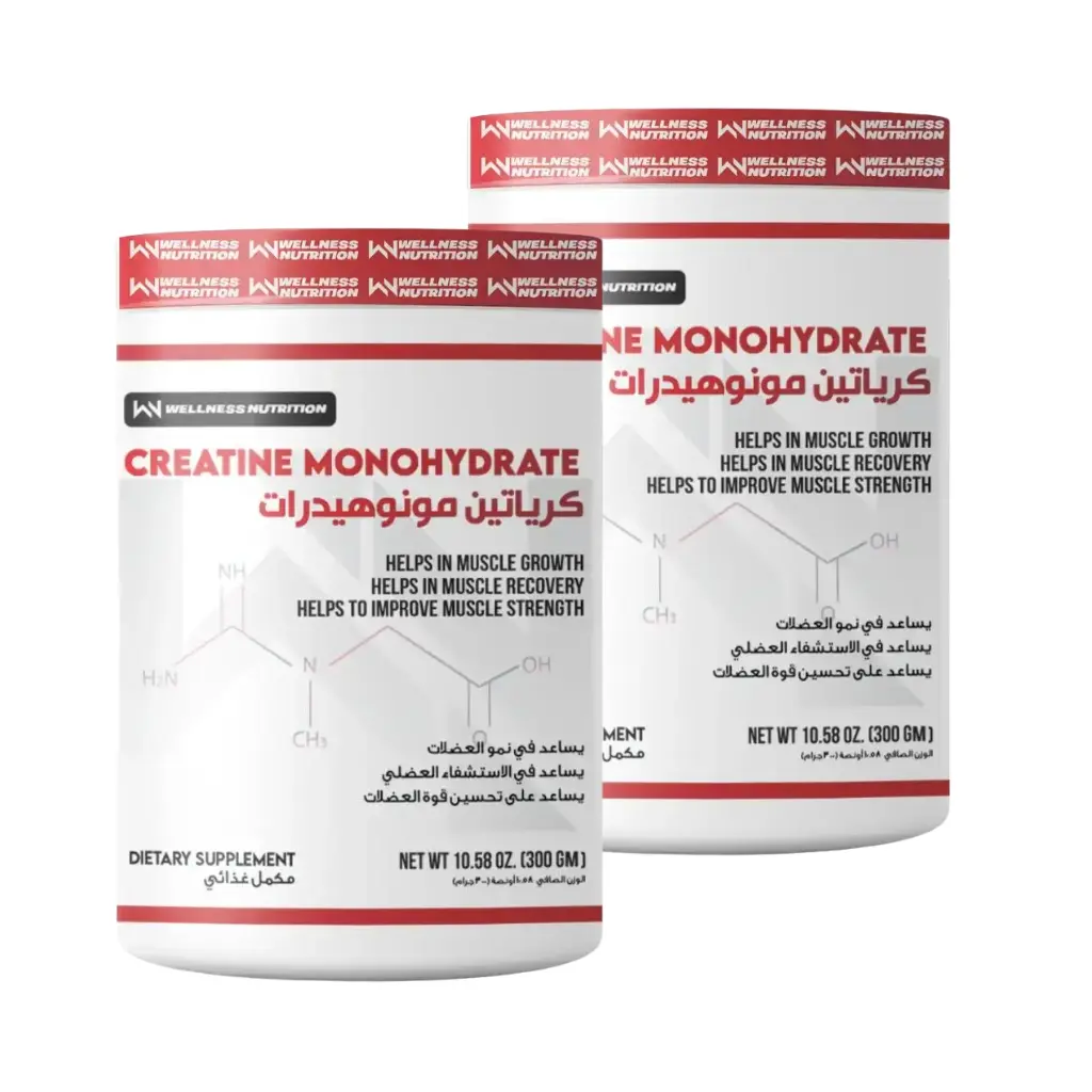 2x Wellness Nutrition Creatine Monohydrate-300G-60Serv.-Unflavored 