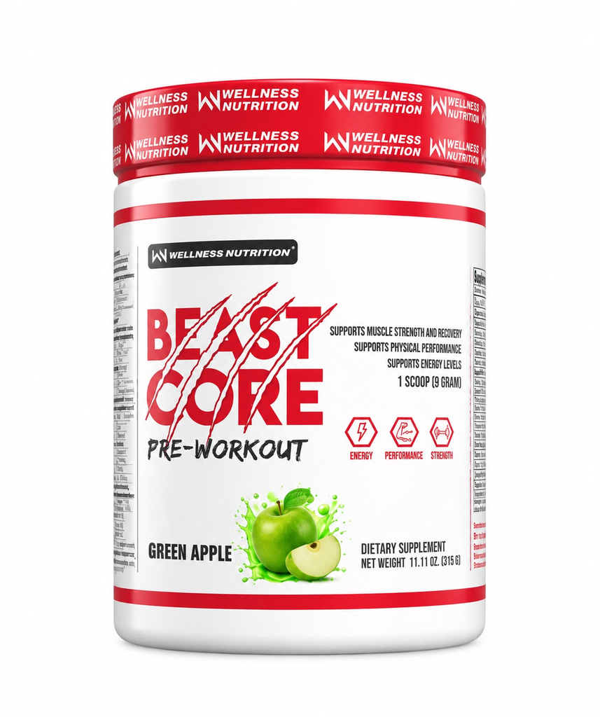 Wellness Nutrition Beast Core-Pre-Workout-315g-35Serv-Green Apple 