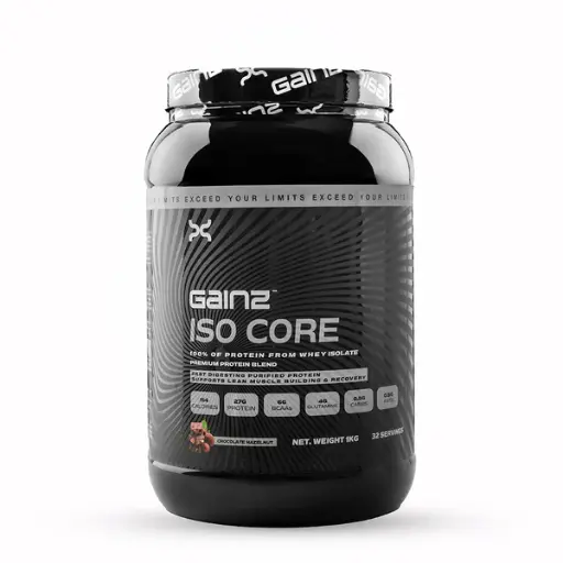 [8958965836953] Gainz Whey Core-1KG-32serv.-Chocolate Hazelnut