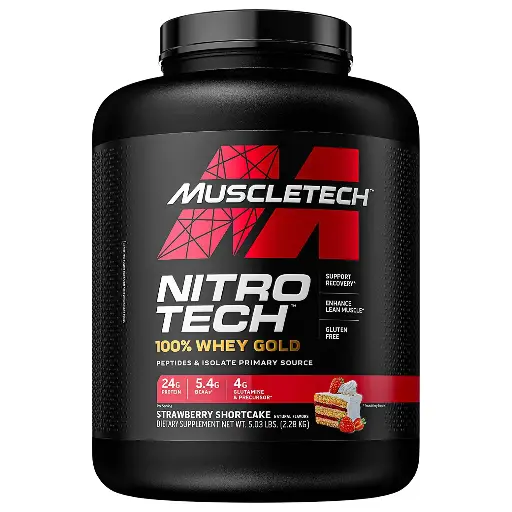 [631656710502] Muscletech Nitrotech 100% Whey Gold-77Serv-2.28KG- Strawberry Shortcake