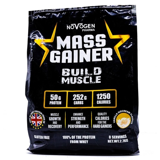 [6224009328147] Novogen Pharma Mass Gainer Build Muscle-8Serv.-2.7Kg.- Vanilla