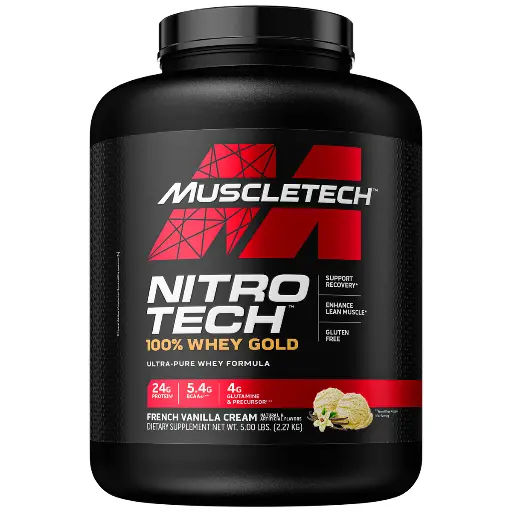 [631656710519] Muscletech Nitrotech 100% Whey Gold-77Serv-2.28KG- French Vanilla Cream