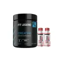 Fit Legend %100 Creatine Monohydrate-300G-60Serv.-Unflavored+ 2*Wellness Nutrition Pump Pre-Workout Shot-60Ml-BlueBerry
